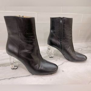 Frame Frame Le Luz Leather Booties in Black & Noir/clear 39